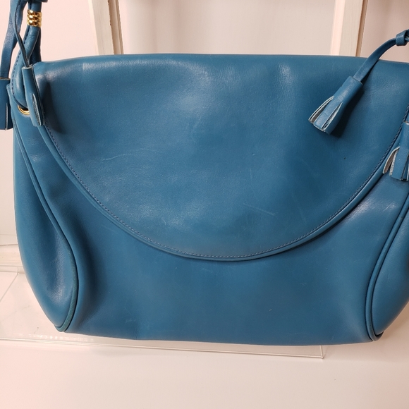 Vintage Italy Tassels Leather Boho Medium Small Festival 80's 90's Shoulder Bag - Picture 8 of 12